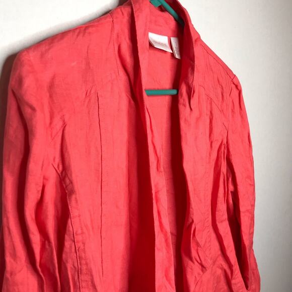 Chico’s Coral 100% Linen Open Front Cardigan - Picture 3 of 8